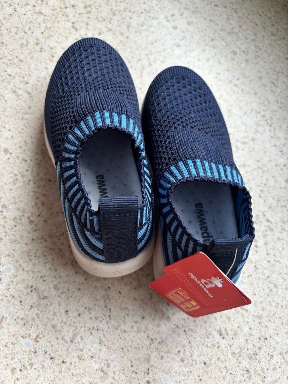 Kids Shoes Navy & Light Blue Slip-On Knit Sneakers for Kids - Size 26